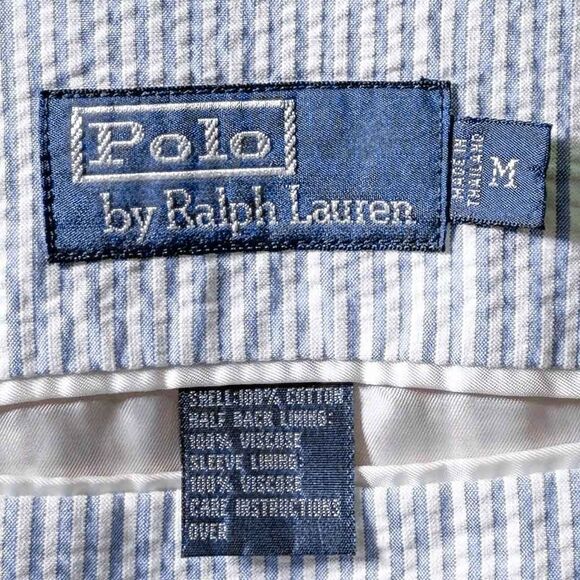 Polo Ralph Lauren Mens Blazer Medium Blue White Seersucker Sport Coat Jacket - Picture 2 of 11